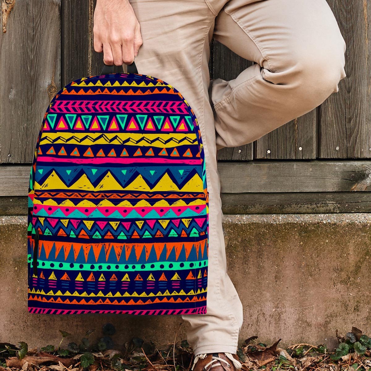 Multicolor Native Aztec Abstract Geometric Backpack-grizzshop