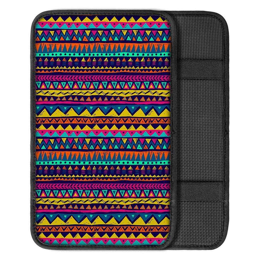 Multicolor Native Aztec Abstract Geometric Car Console Cover-grizzshop