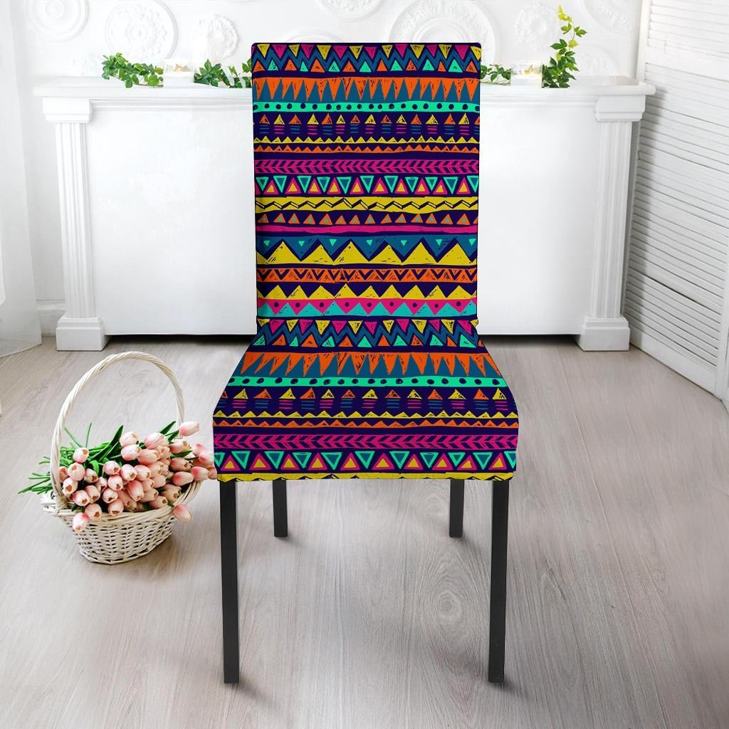 Multicolor Native Aztec Abstract Geometric Chair Cover-grizzshop