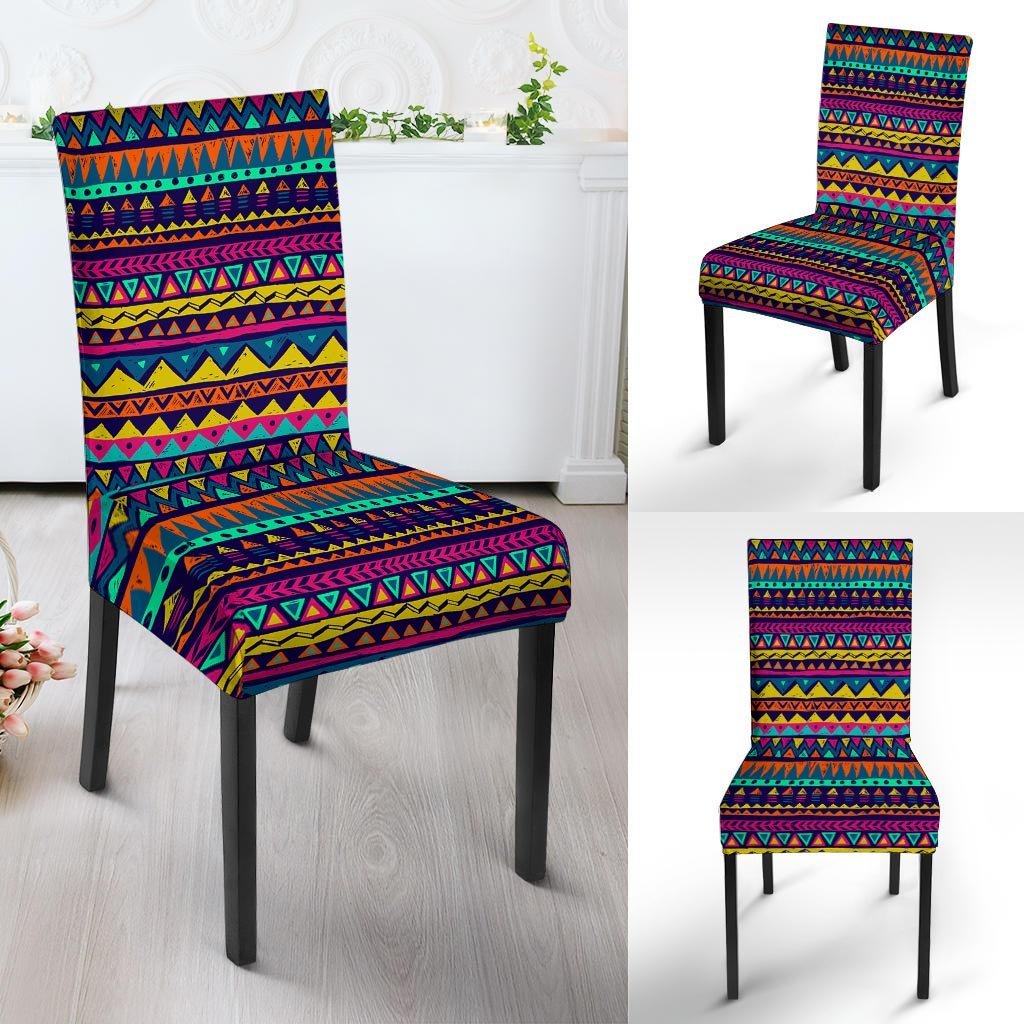 Multicolor Native Aztec Abstract Geometric Chair Cover-grizzshop