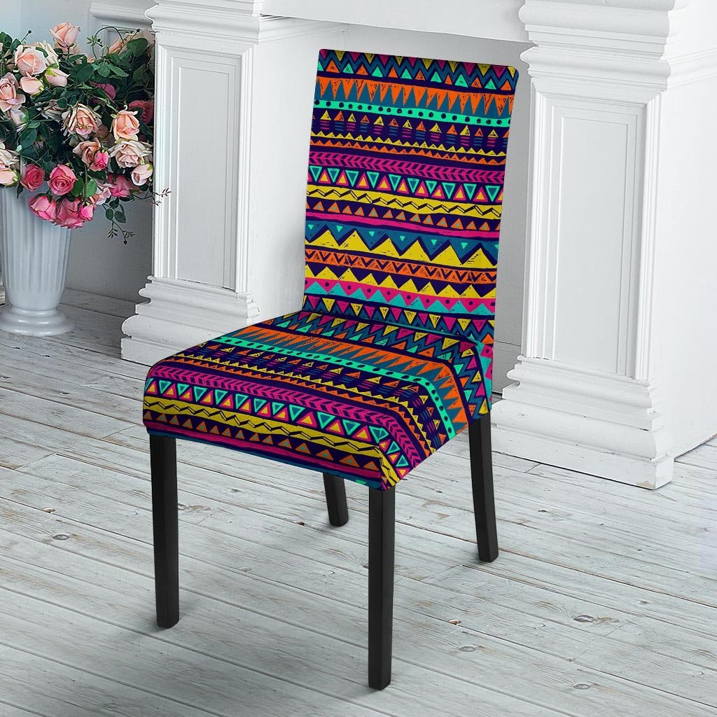 Multicolor Native Aztec Abstract Geometric Chair Cover-grizzshop