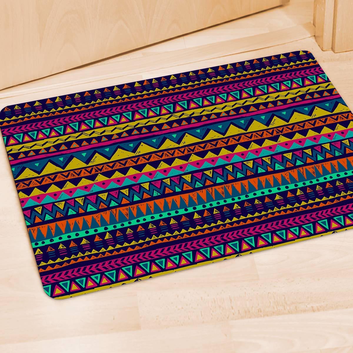 Multicolor Native Aztec Abstract Geometric Door Mat-grizzshop