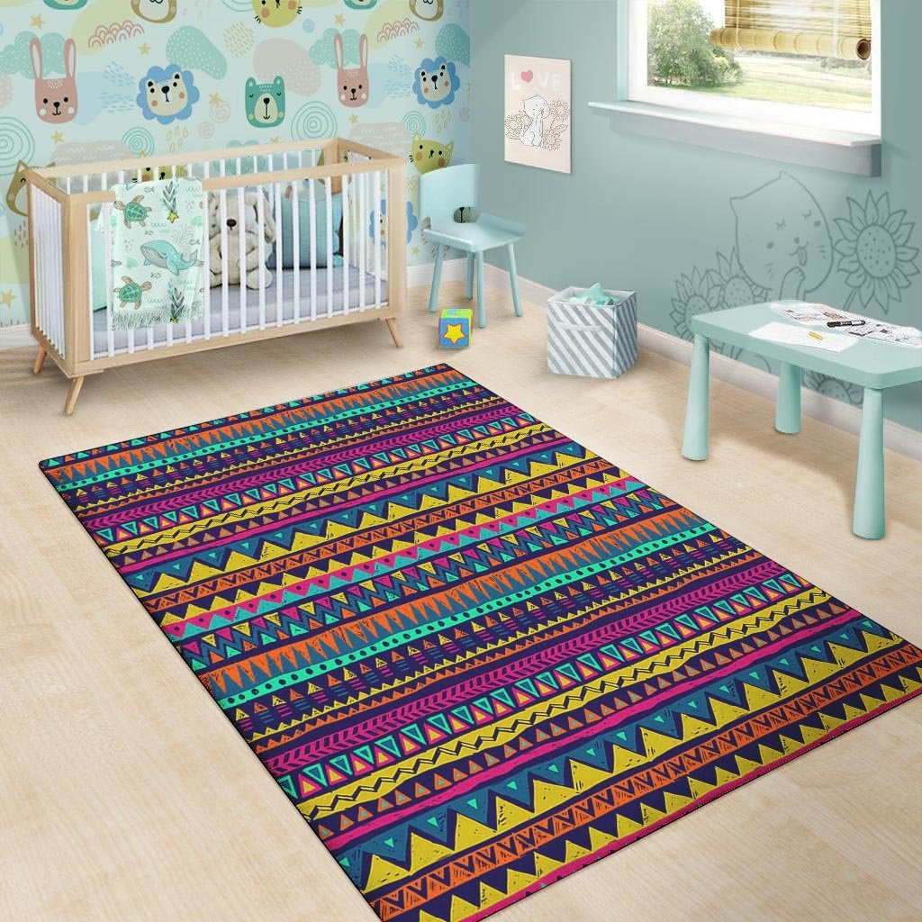 Multicolor Native Aztec Abstract Geometric Floor Mat-grizzshop
