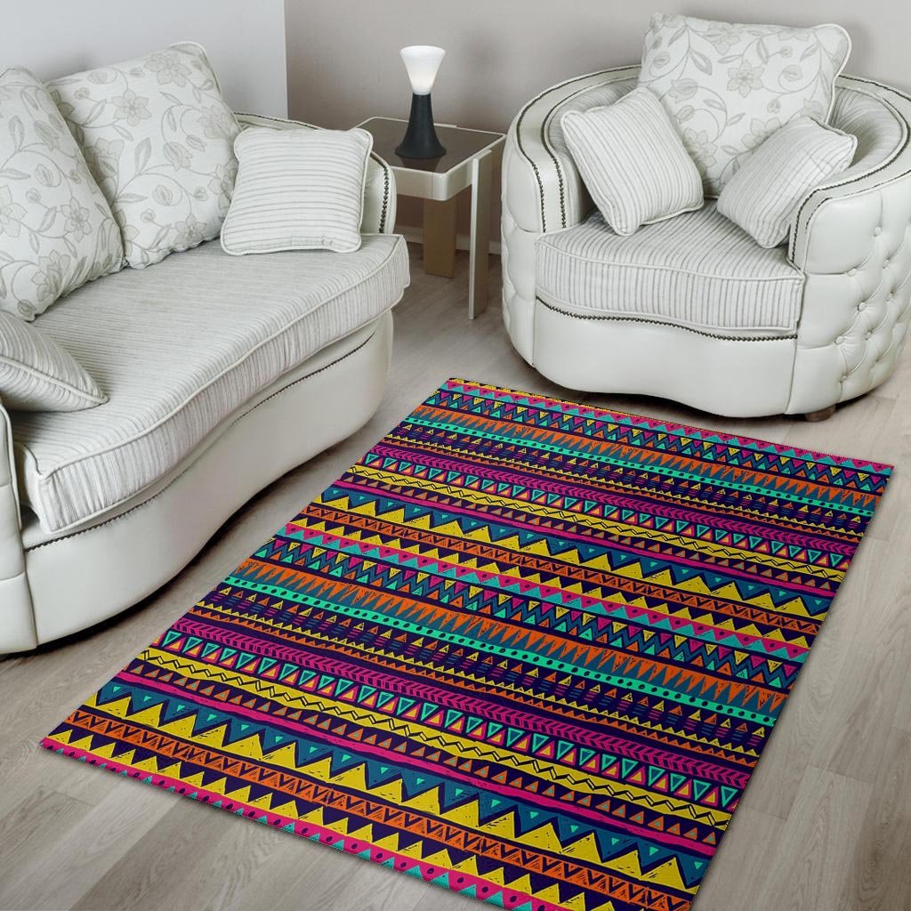 Multicolor Native Aztec Abstract Geometric Floor Mat-grizzshop