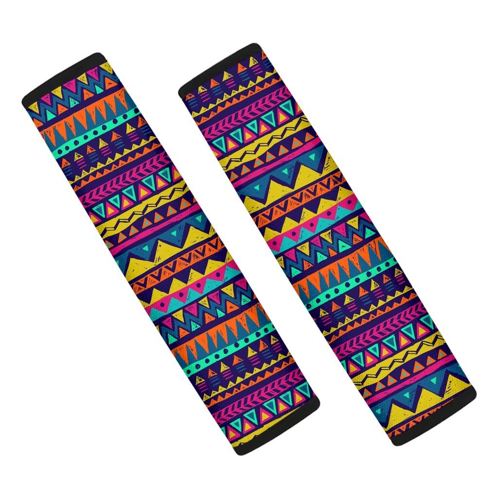 Multicolor Native Aztec Abstract Geometric Seat Belt Cover-grizzshop