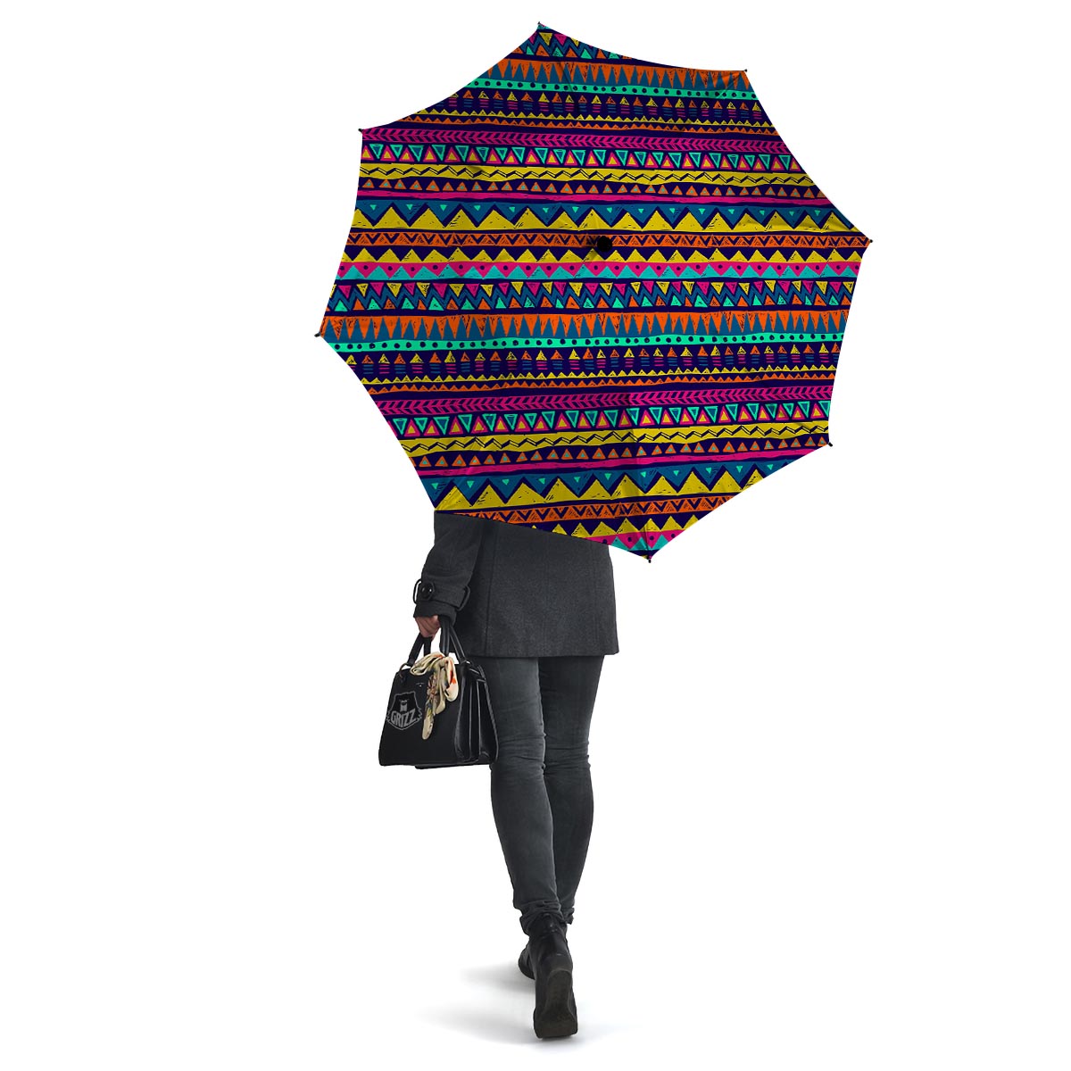 Multicolor Native Aztec Abstract Geometric Umbrella-grizzshop