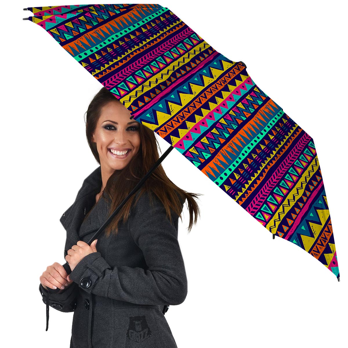 Multicolor Native Aztec Abstract Geometric Umbrella-grizzshop