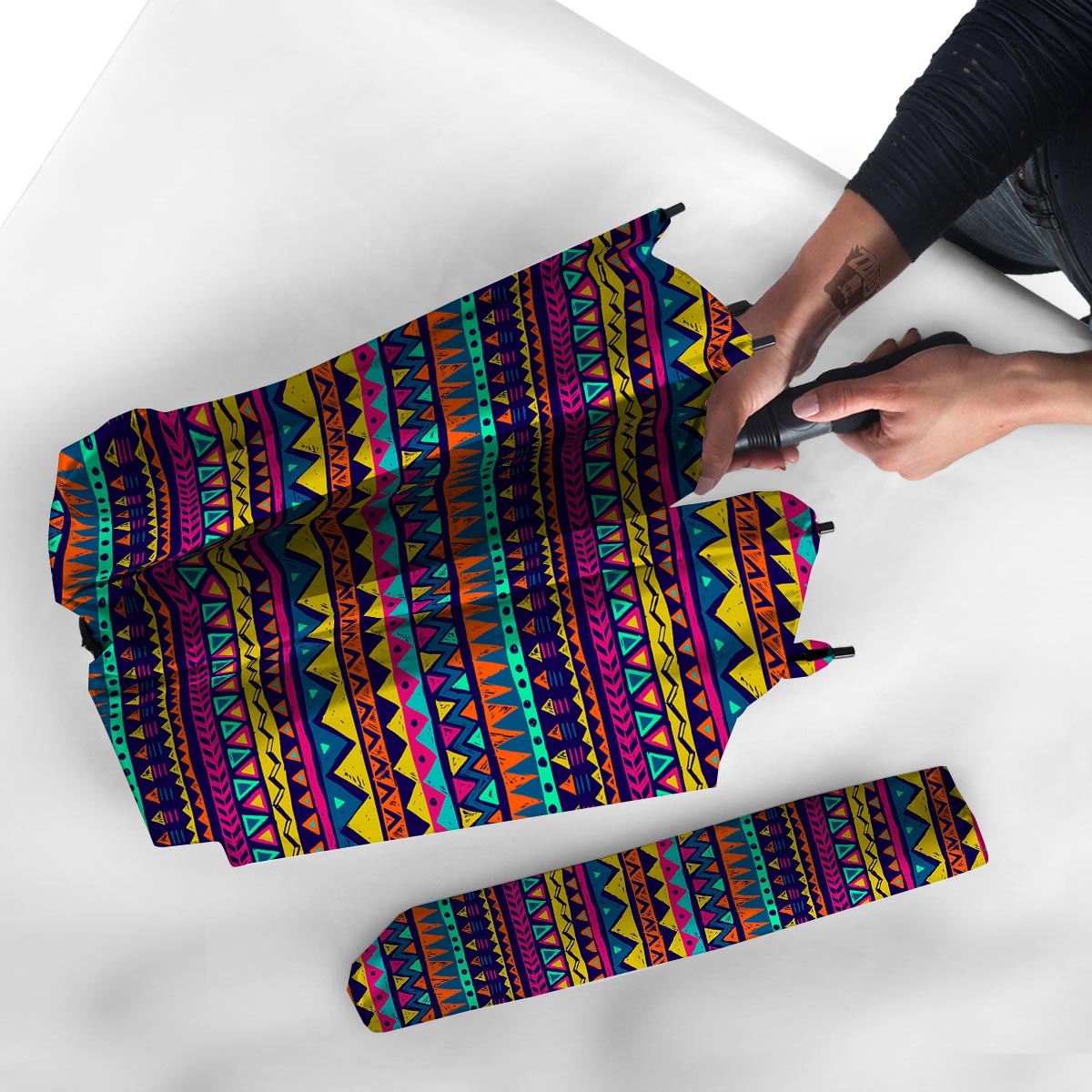 Multicolor Native Aztec Abstract Geometric Umbrella-grizzshop