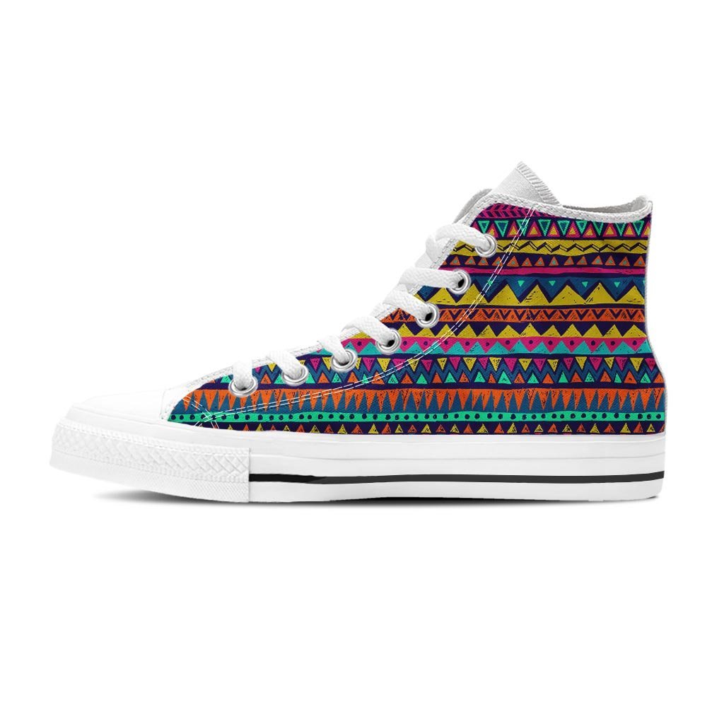 Multicolor Native Aztec Abstract Geometric Women's High Top Shoes-grizzshop
