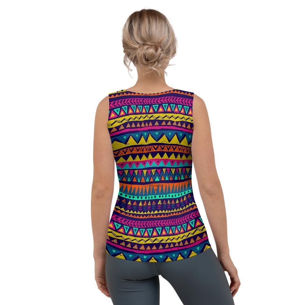Multicolor Native Aztec Abstract Geometric Women's Tank Top-grizzshop