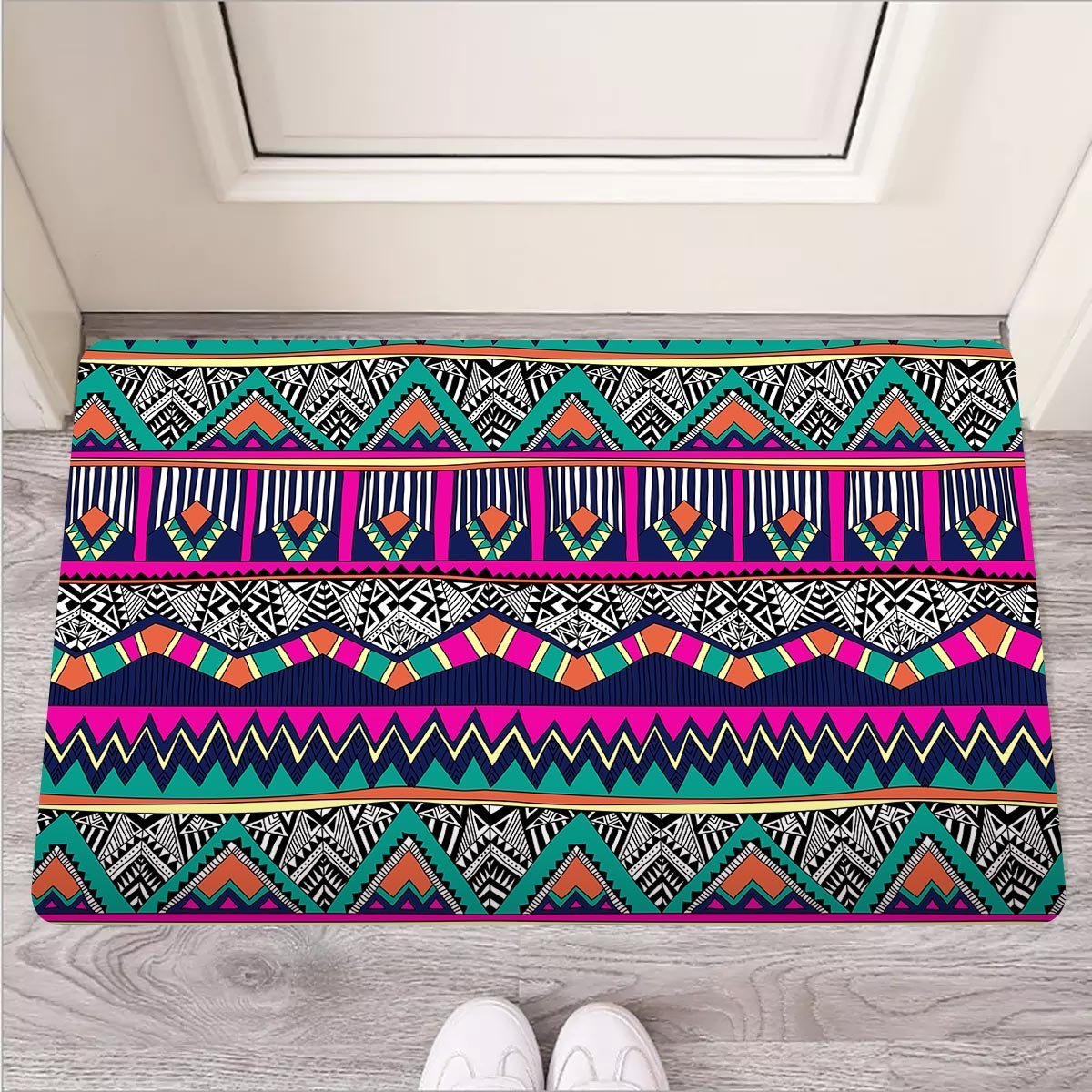 Multicolor Native Aztec Doodle Abstract Door Mat-grizzshop