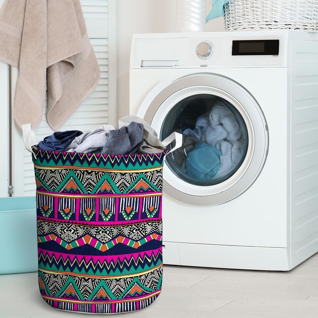 Multicolor Native Aztec Doodle Abstract Laundry Basket-grizzshop