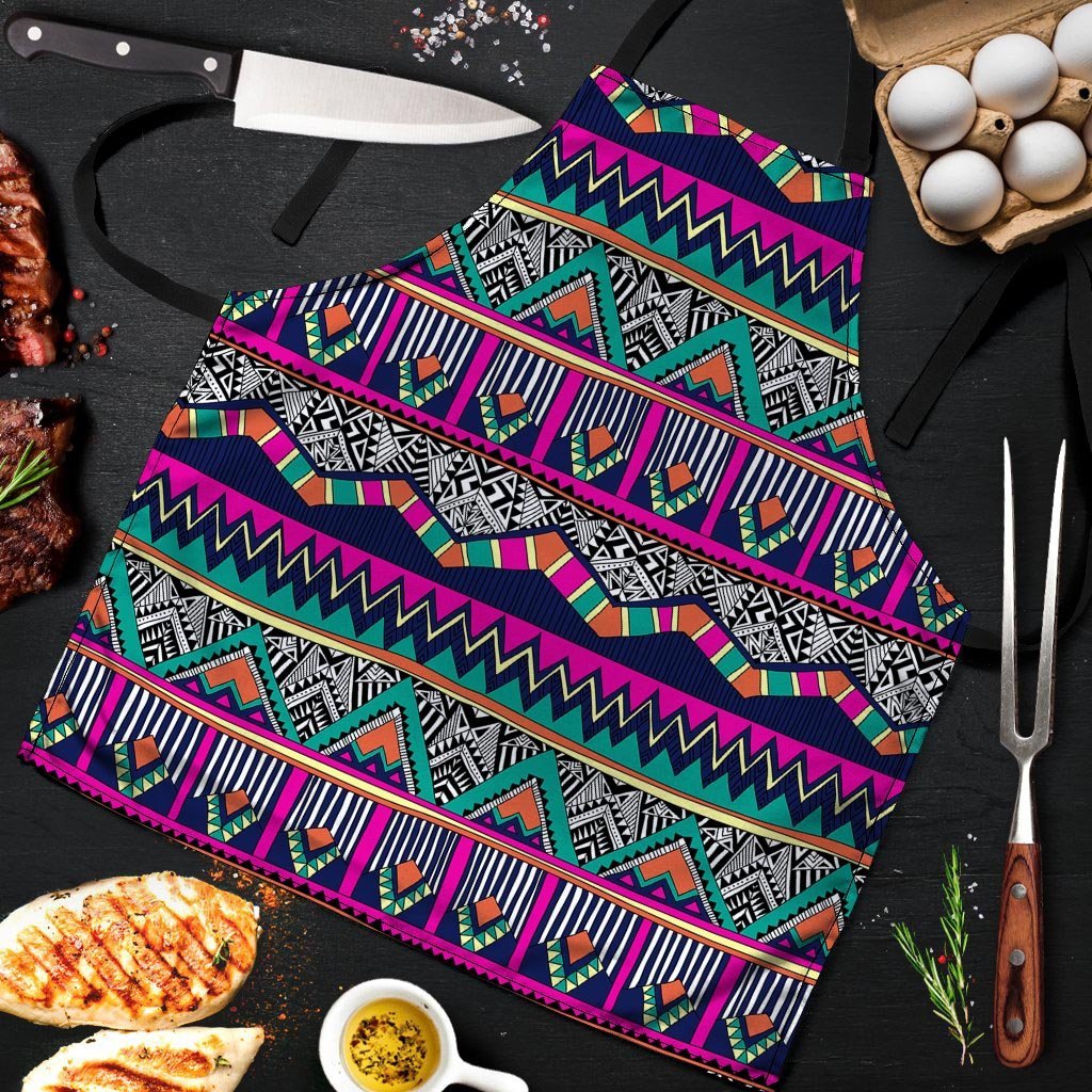 Multicolor Native Aztec Doodle Abstract Men's Apron-grizzshop