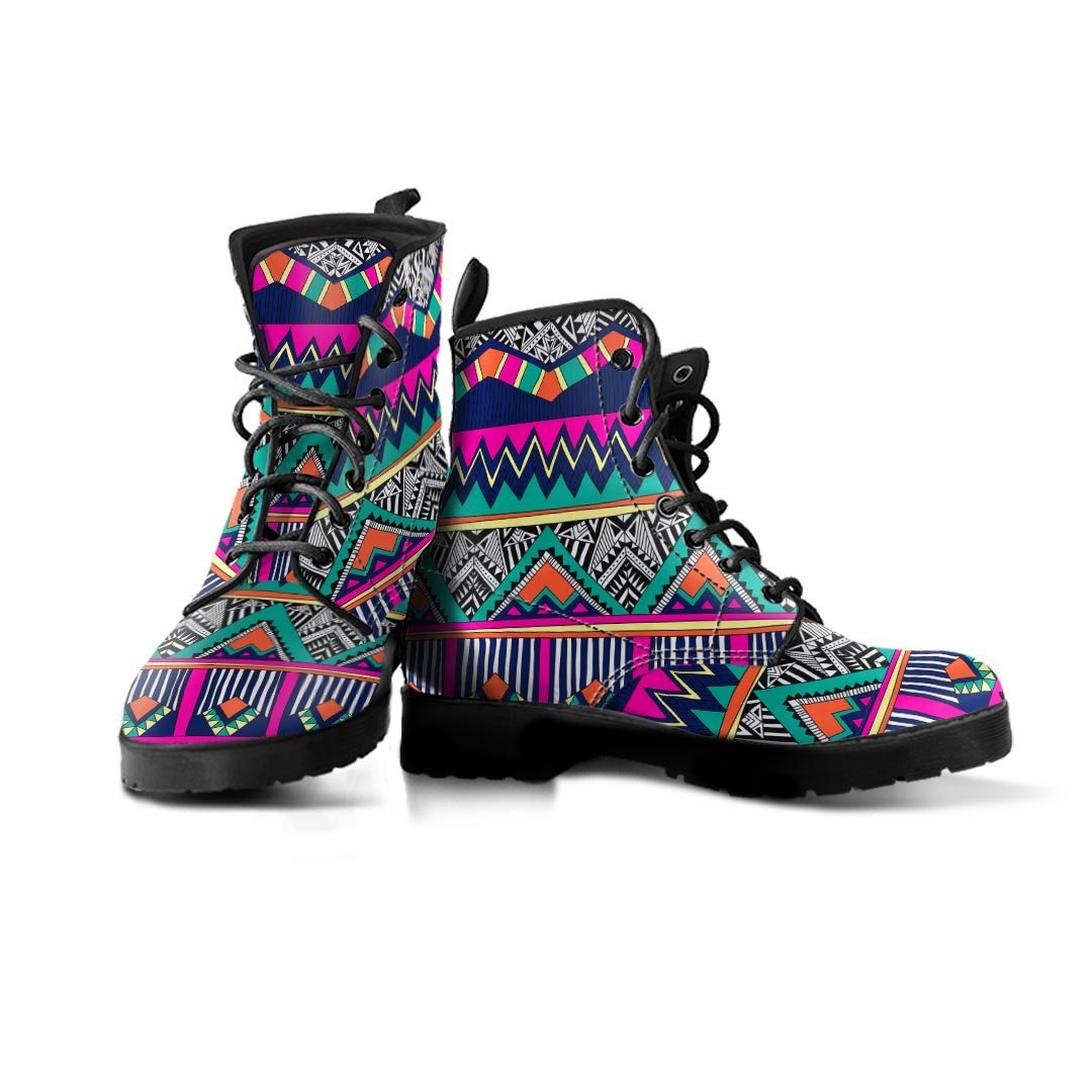 Multicolor Native Aztec Doodle Abstract Men's Boots-grizzshop