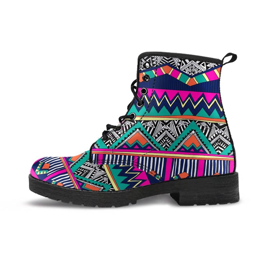Multicolor Native Aztec Doodle Abstract Men's Boots-grizzshop