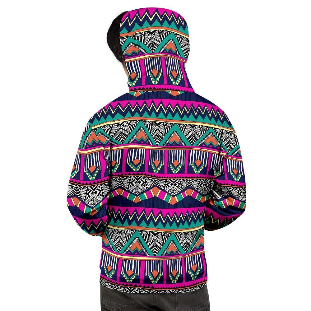 Multicolor Native Aztec Doodle Abstract Men's Hoodie-grizzshop