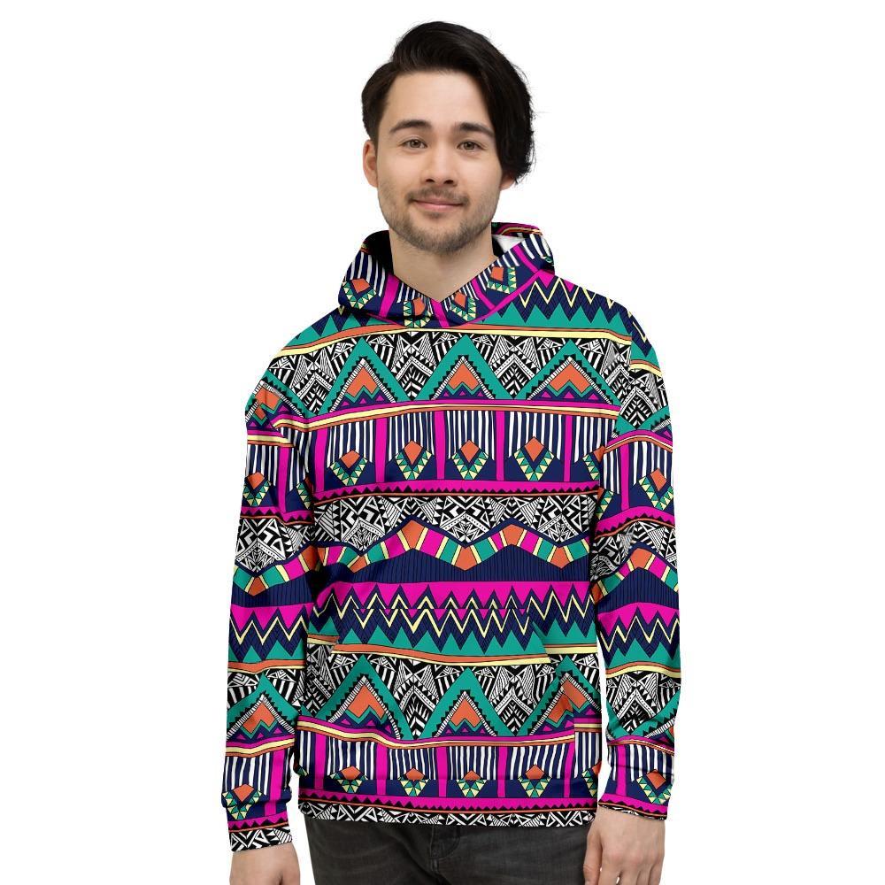 Multicolor Native Aztec Doodle Abstract Men's Hoodie-grizzshop