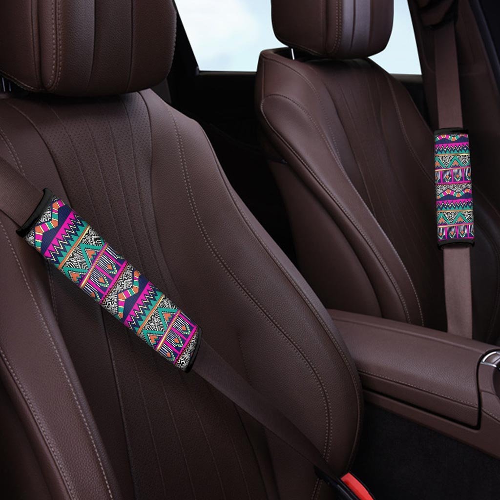 Multicolor Native Aztec Doodle Abstract Seat Belt Cover-grizzshop