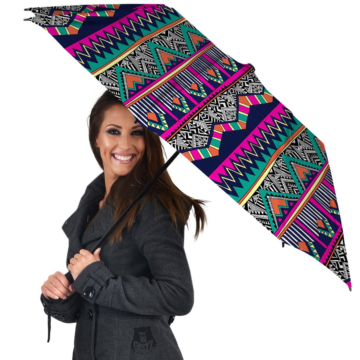 Multicolor Native Aztec Doodle Abstract Umbrella-grizzshop