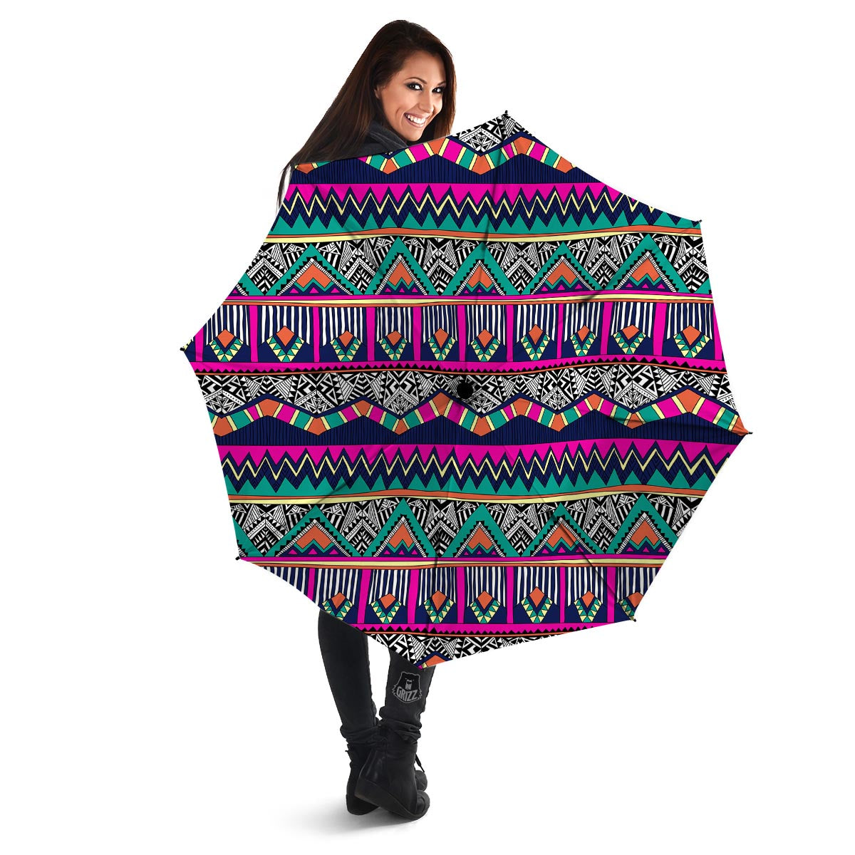 Multicolor Native Aztec Doodle Abstract Umbrella-grizzshop