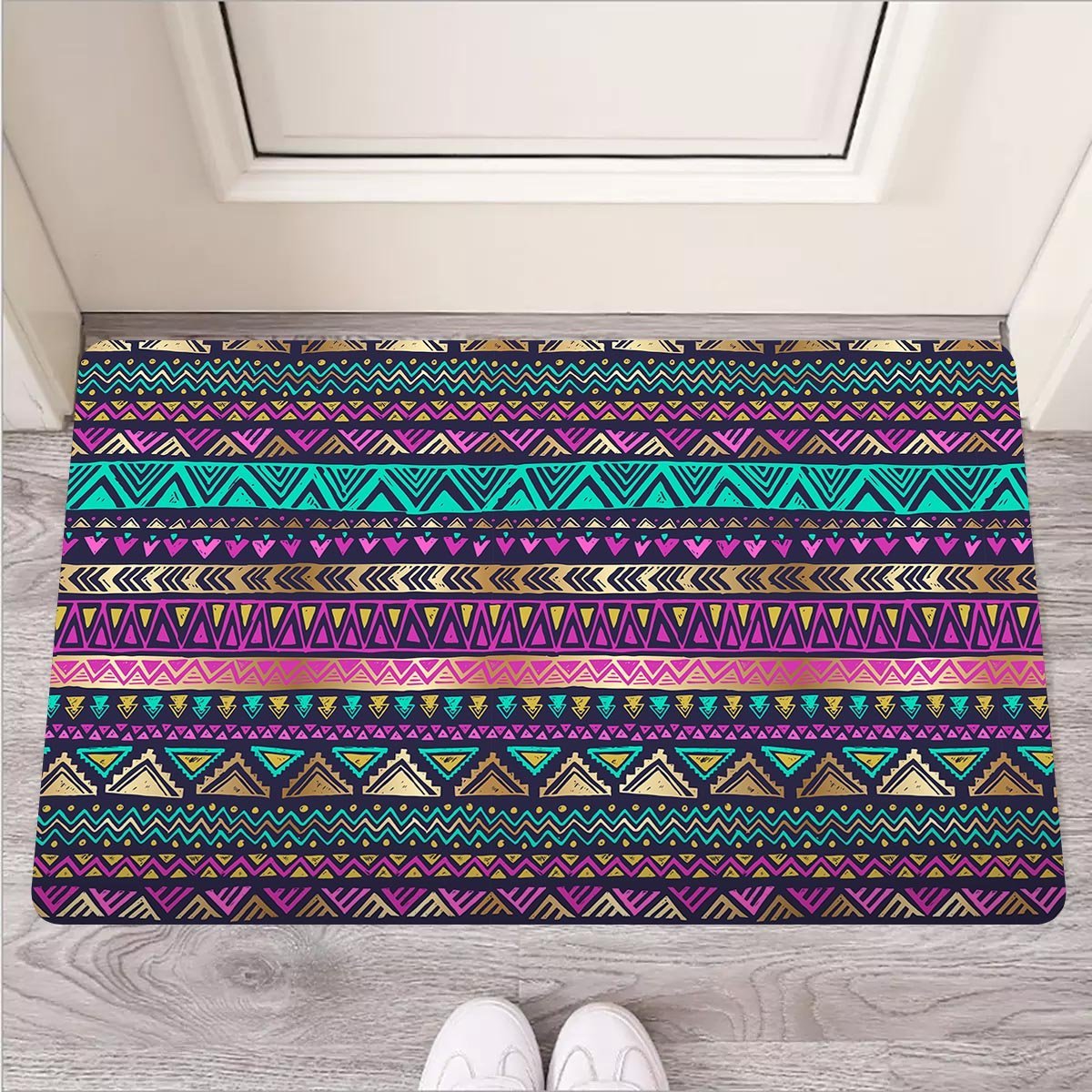Multicolor Native Aztec Doodle Door Mat-grizzshop