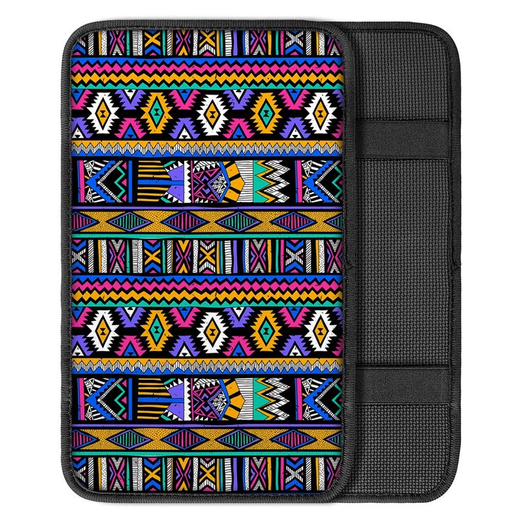 Multicolor Native Aztec Doodle Element Car Console Cover-grizzshop