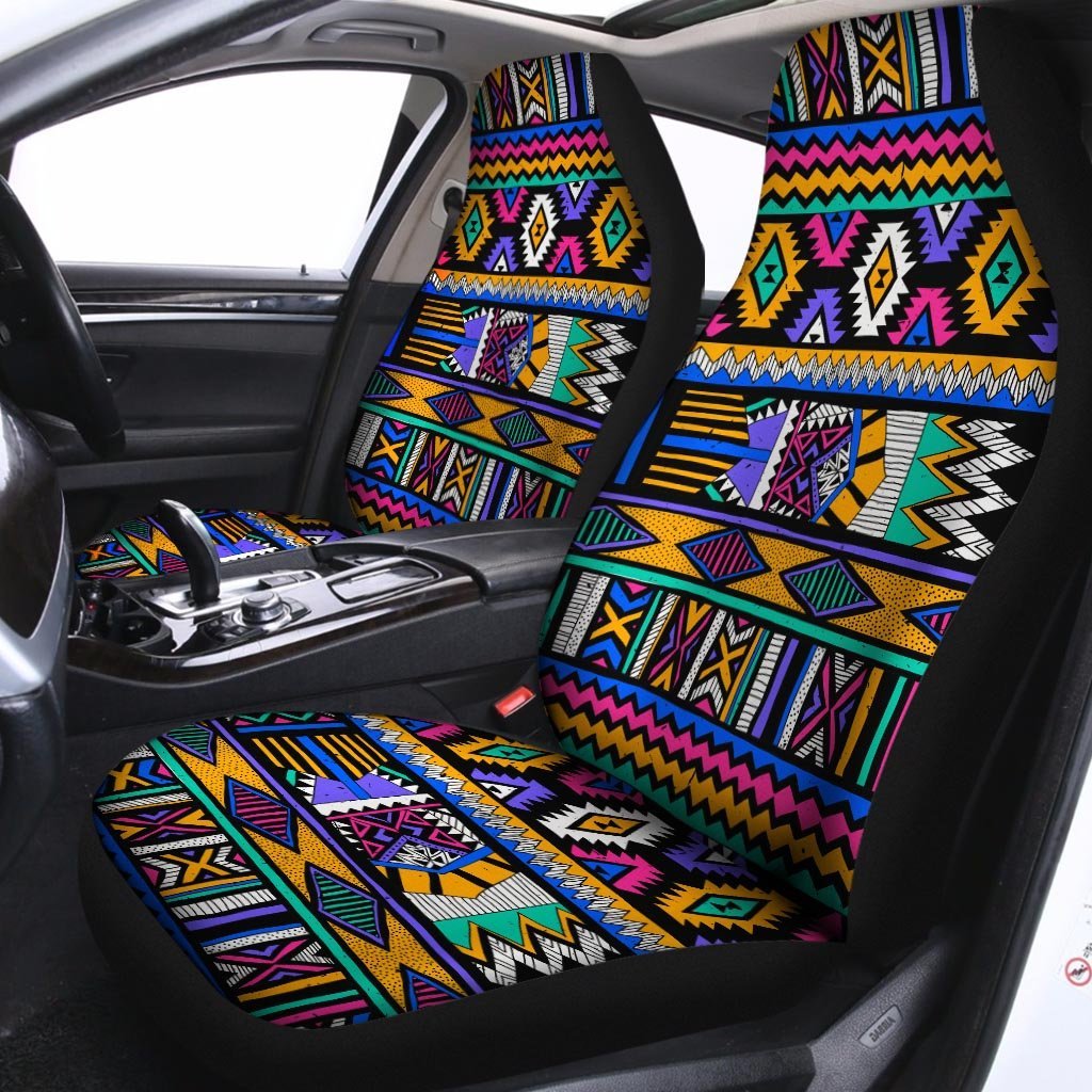 Multicolor Native Aztec Doodle Element Car Seat Covers-grizzshop