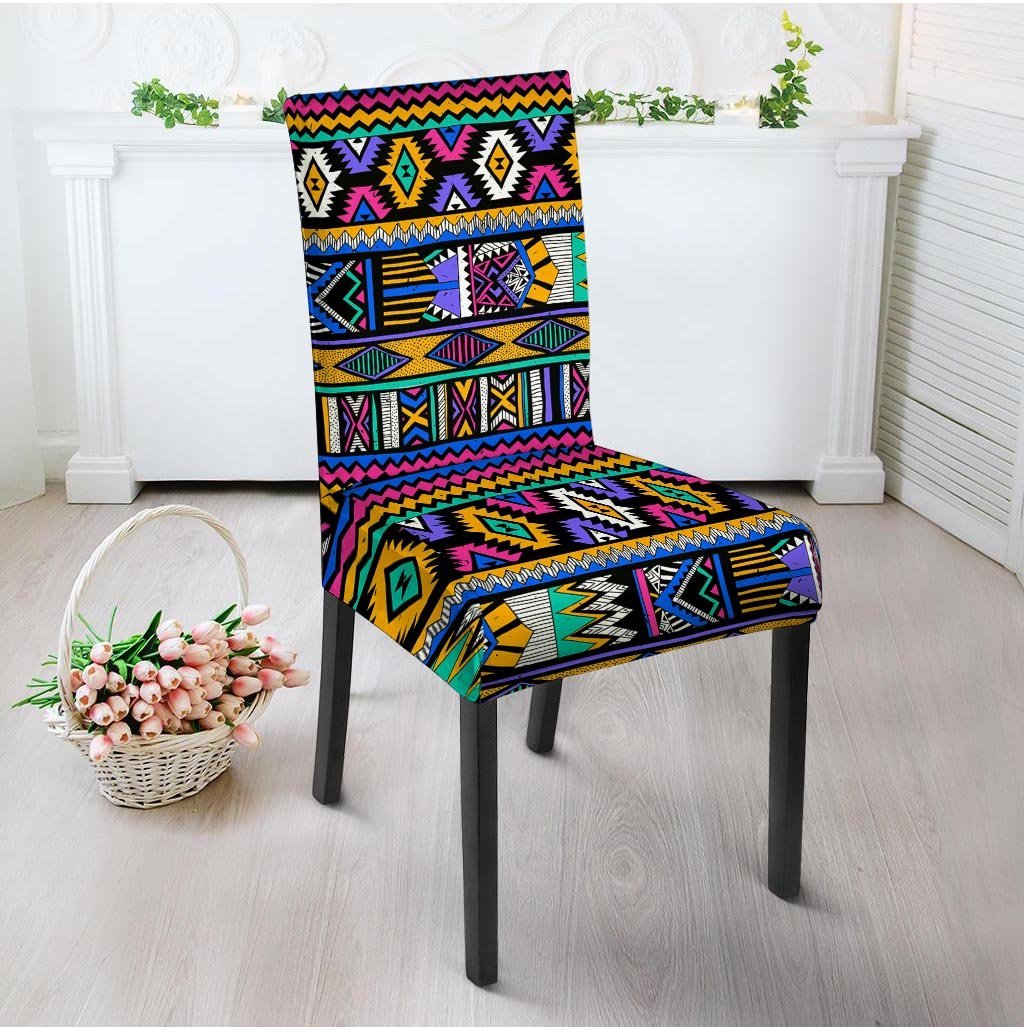 Multicolor Native Aztec Doodle Element Chair Cover-grizzshop