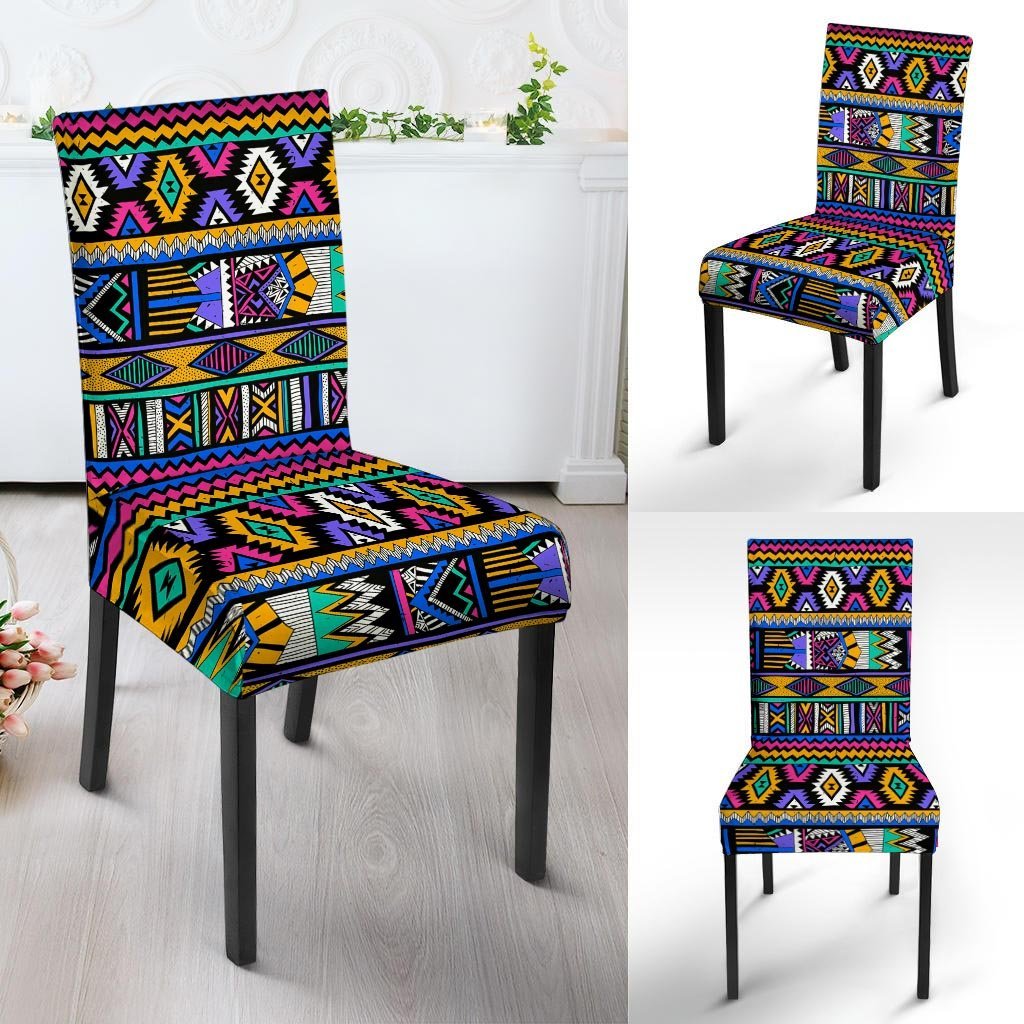 Multicolor Native Aztec Doodle Element Chair Cover-grizzshop