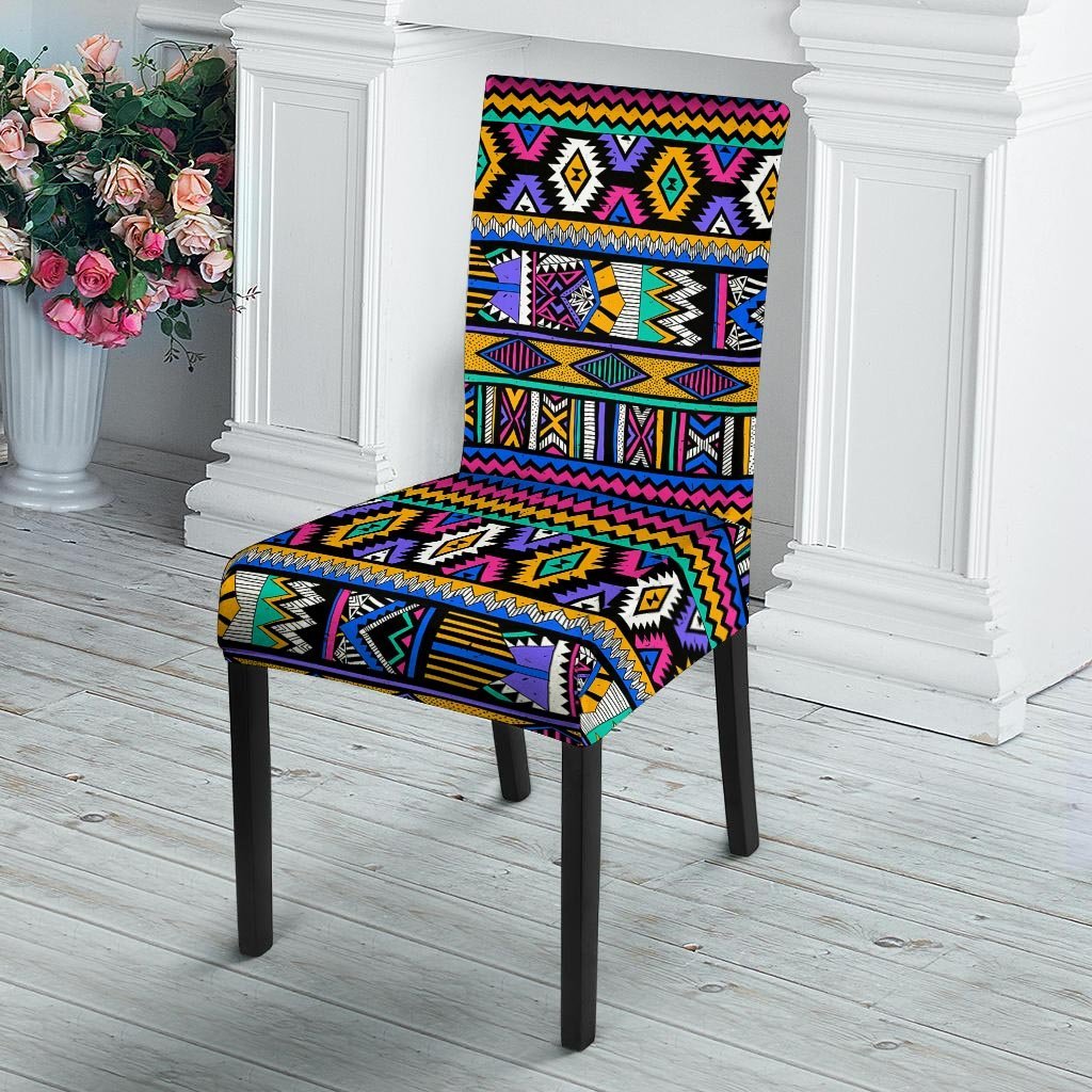 Multicolor Native Aztec Doodle Element Chair Cover-grizzshop