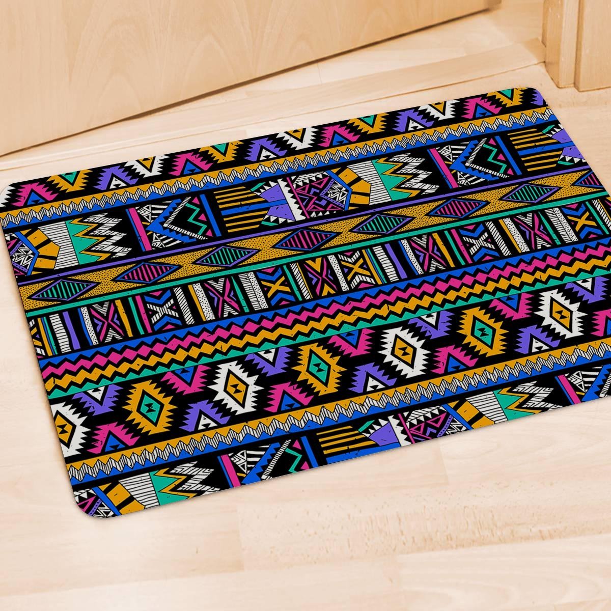 Multicolor Native Aztec Doodle Element Door Mat-grizzshop