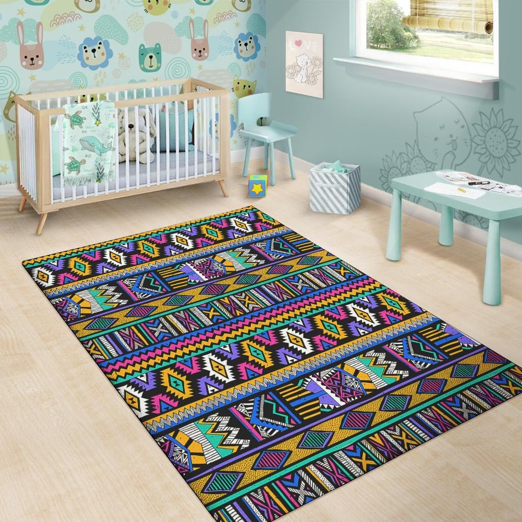 Multicolor Native Aztec Doodle Element Floor Mat-grizzshop