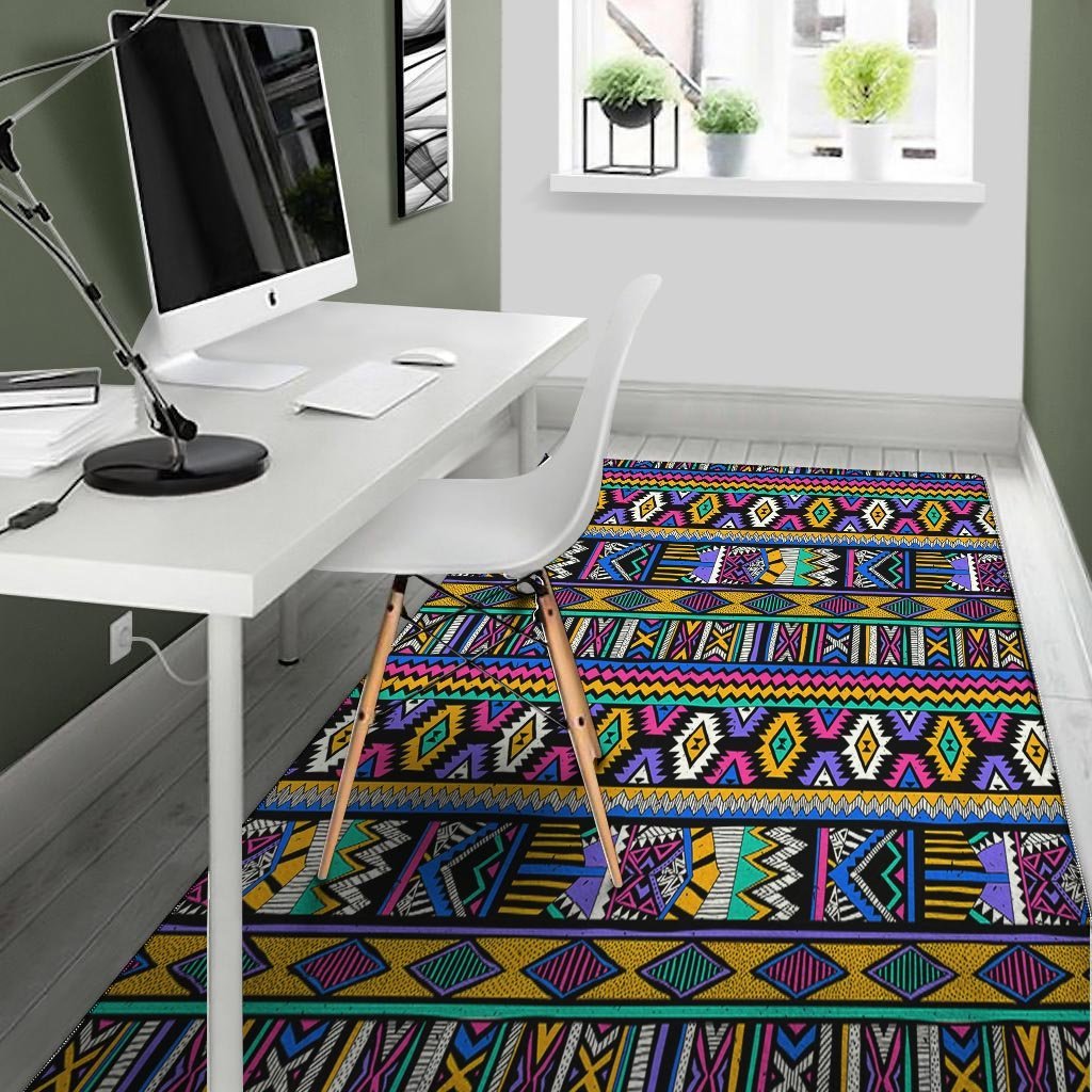 Multicolor Native Aztec Doodle Element Floor Mat-grizzshop