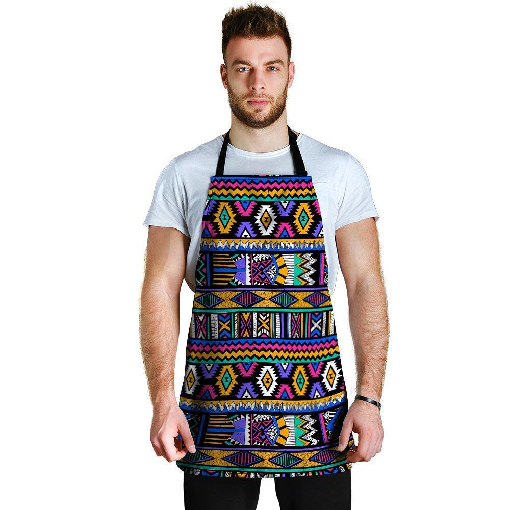 Multicolor Native Aztec Doodle Element Men's Apron-grizzshop