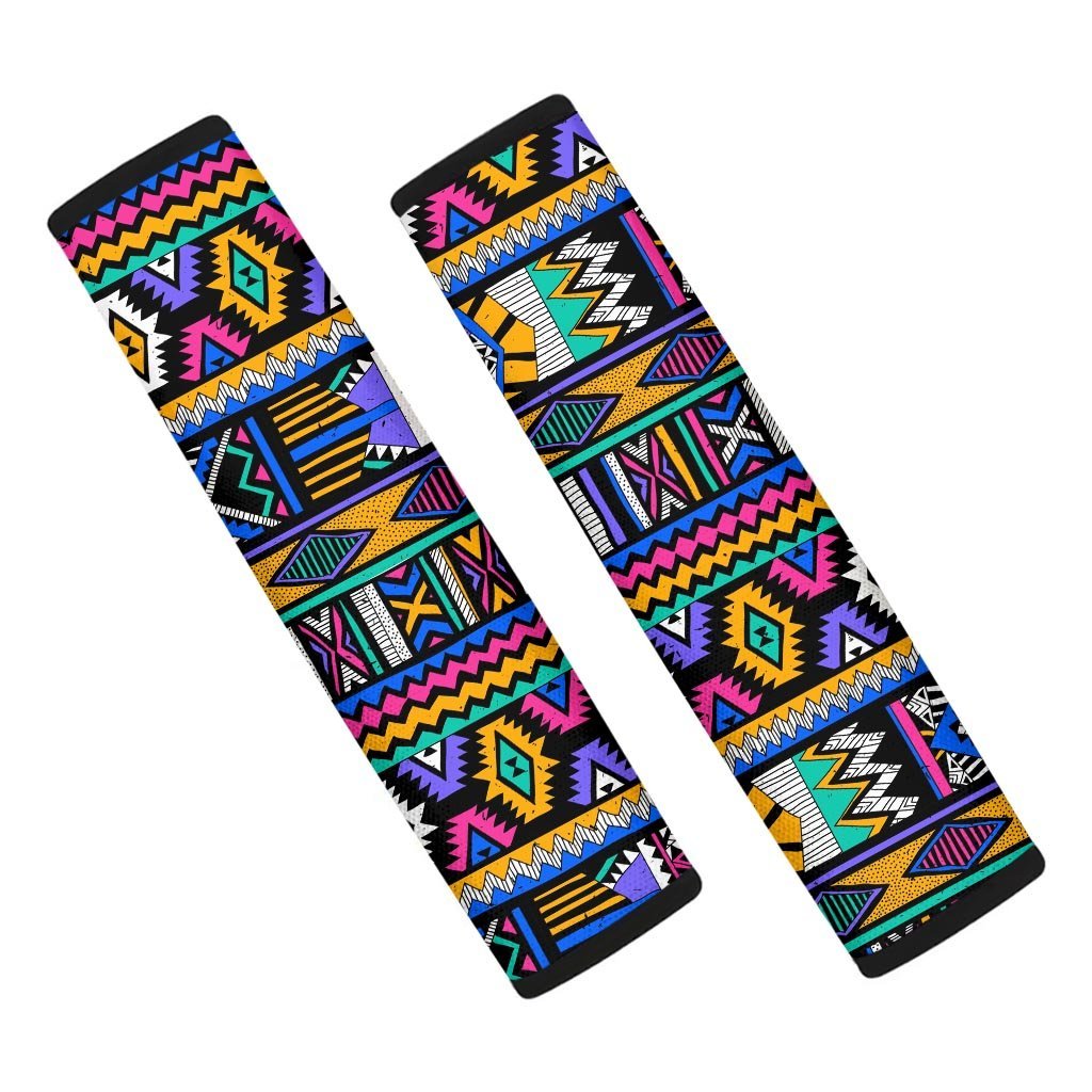 Multicolor Native Aztec Doodle Element Seat Belt Cover-grizzshop