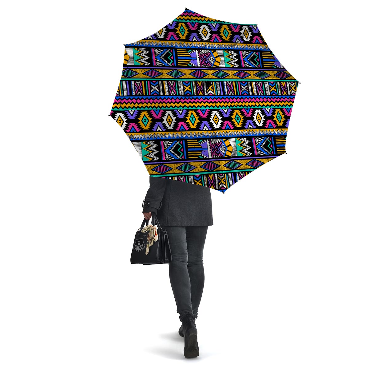 Multicolor Native Aztec Doodle Element Umbrella-grizzshop
