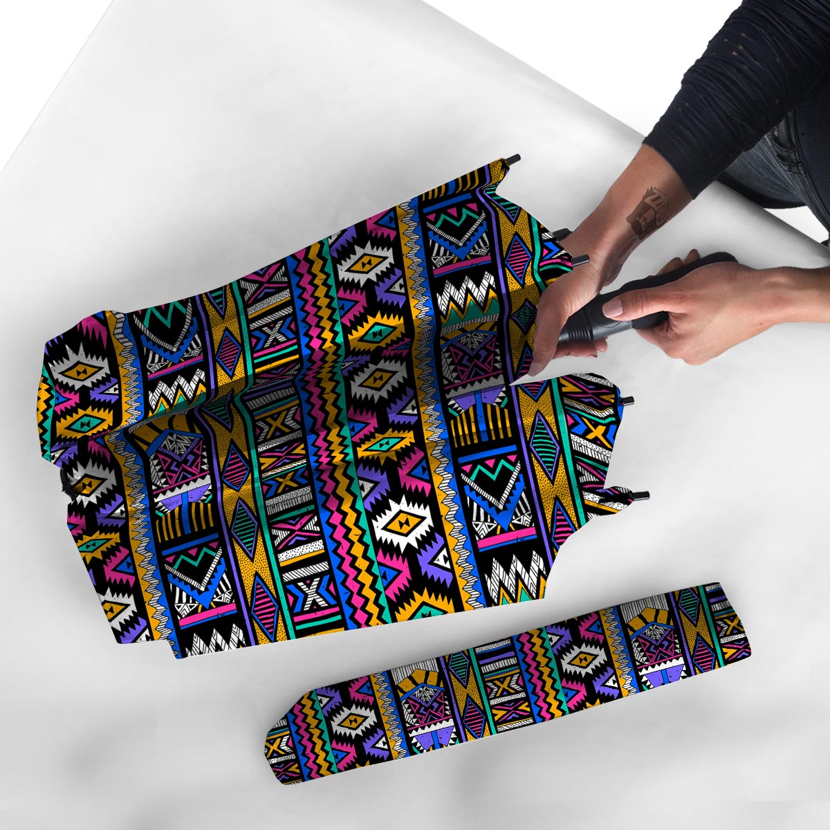 Multicolor Native Aztec Doodle Element Umbrella-grizzshop