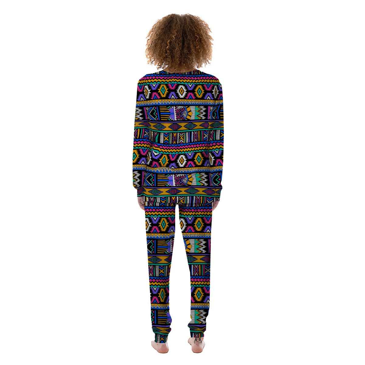 Multicolor Native Aztec Doodle Element Women's Pajamas-grizzshop