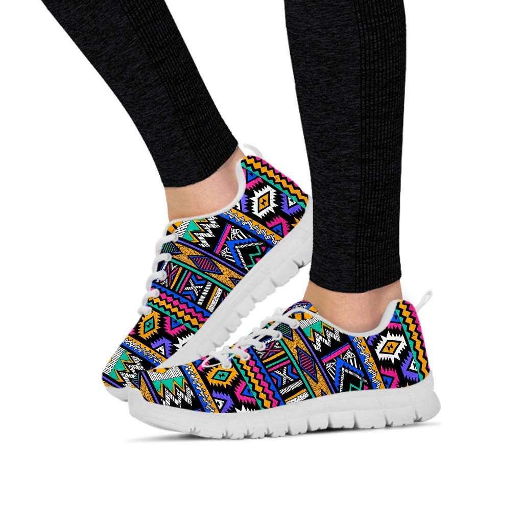 Multicolor Native Aztec Doodle Element Women's Sneakers-grizzshop