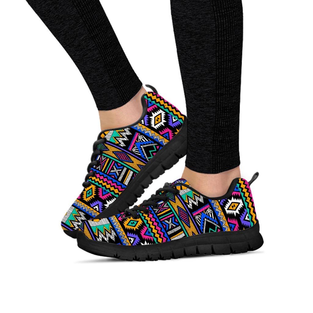 Multicolor Native Aztec Doodle Element Women's Sneakers-grizzshop