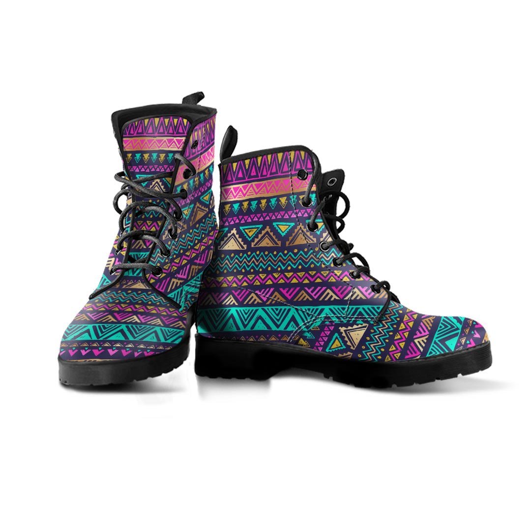 Multicolor Native Aztec Doodle Men's Boots-grizzshop