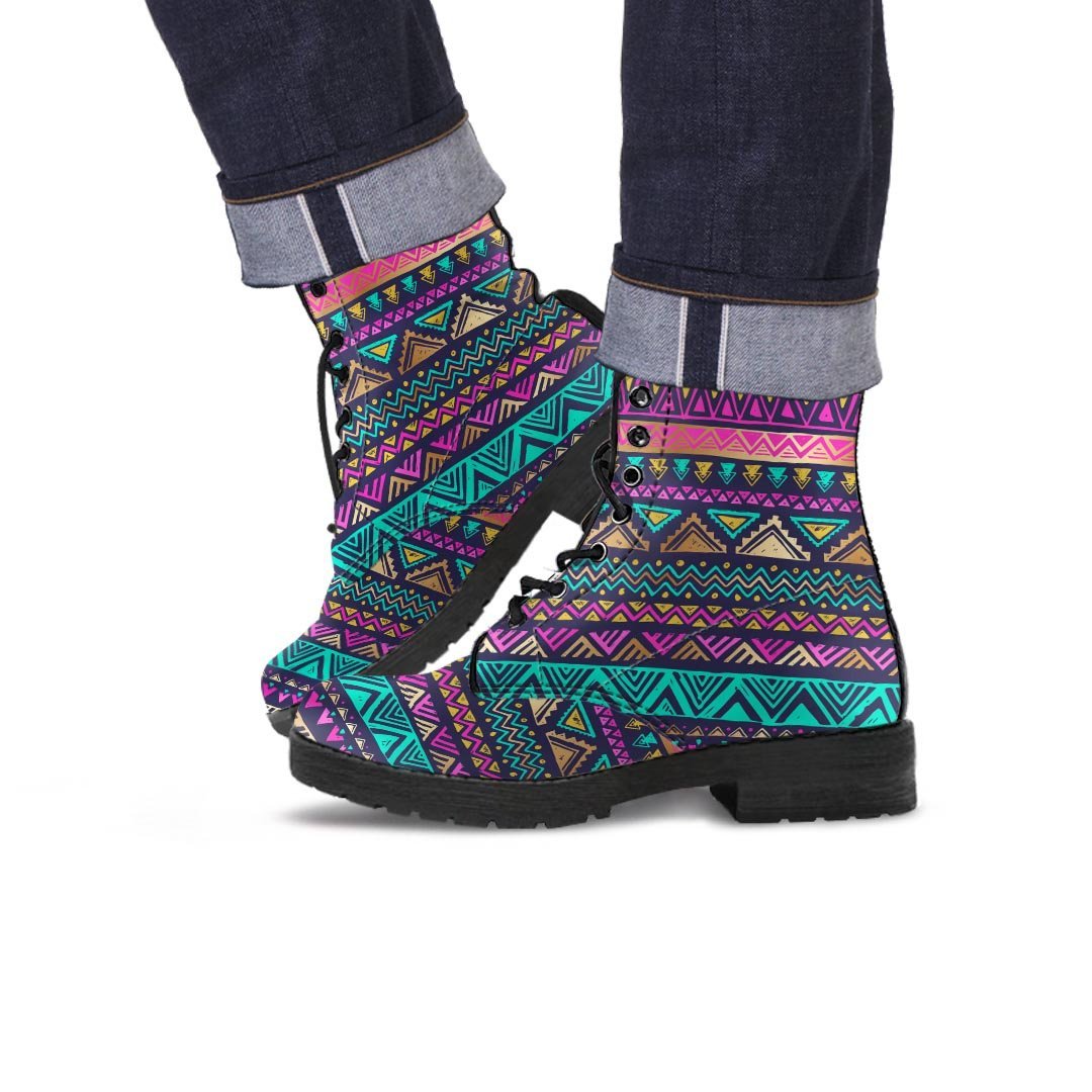 Multicolor Native Aztec Doodle Men's Boots-grizzshop