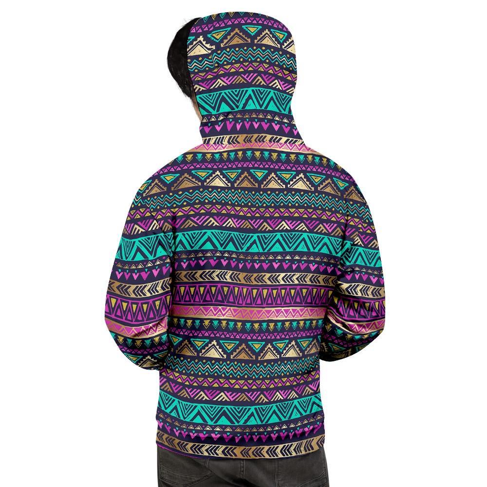 Multicolor Native Aztec Doodle Men's Hoodie-grizzshop