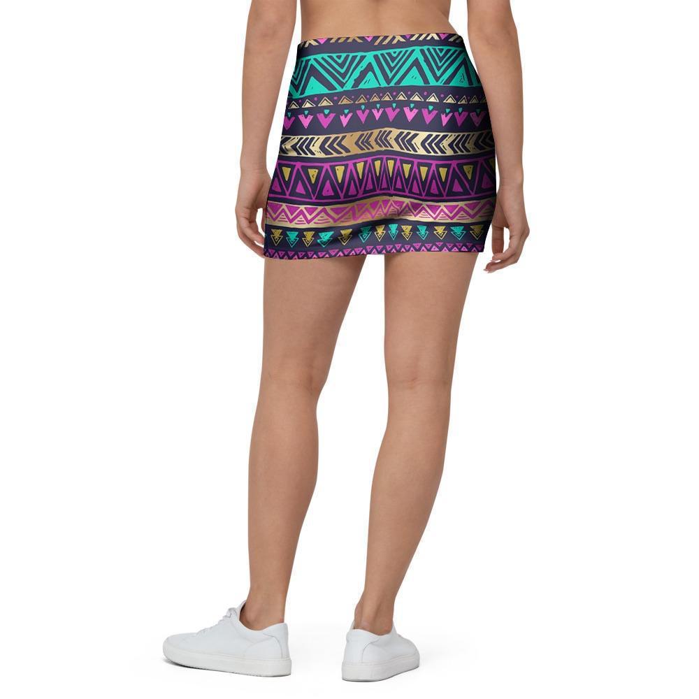 Multicolor Native Aztec Doodle Mini Skirt-grizzshop