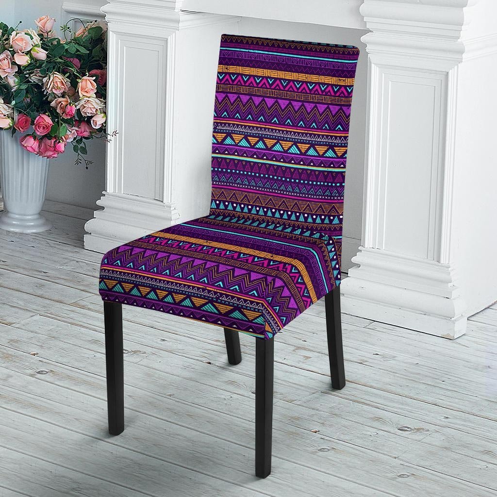 Multicolor Native Aztec Doodle Striped Chair Cover-grizzshop