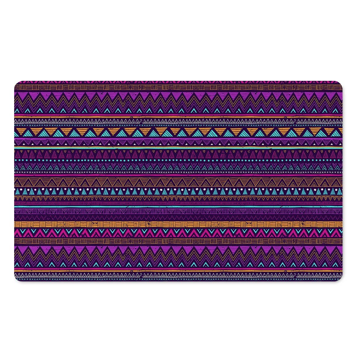 Multicolor Native Aztec Doodle Striped Door Mat-grizzshop