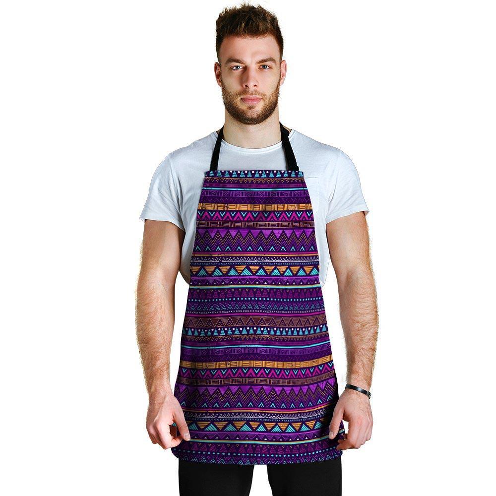 Multicolor Native Aztec Doodle Striped Men's Apron-grizzshop