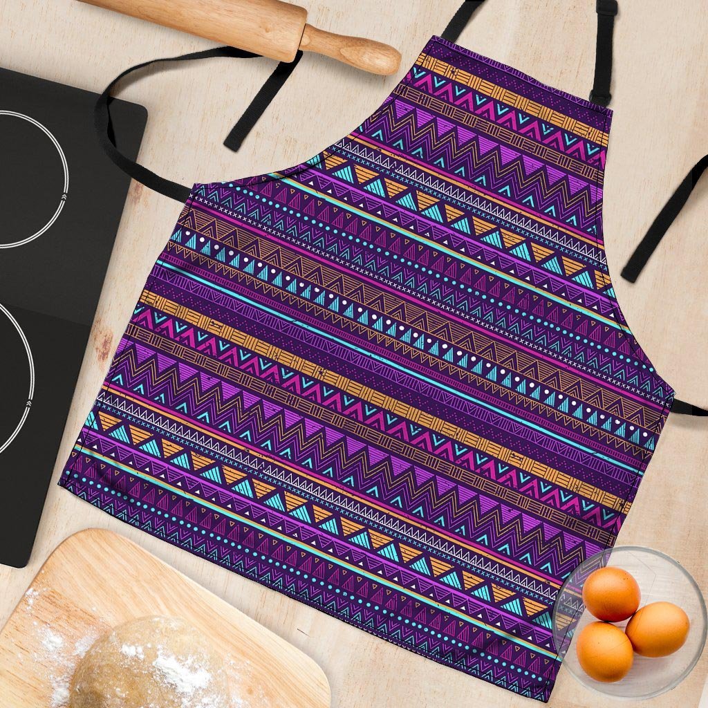 Multicolor Native Aztec Doodle Striped Women's Apron-grizzshop