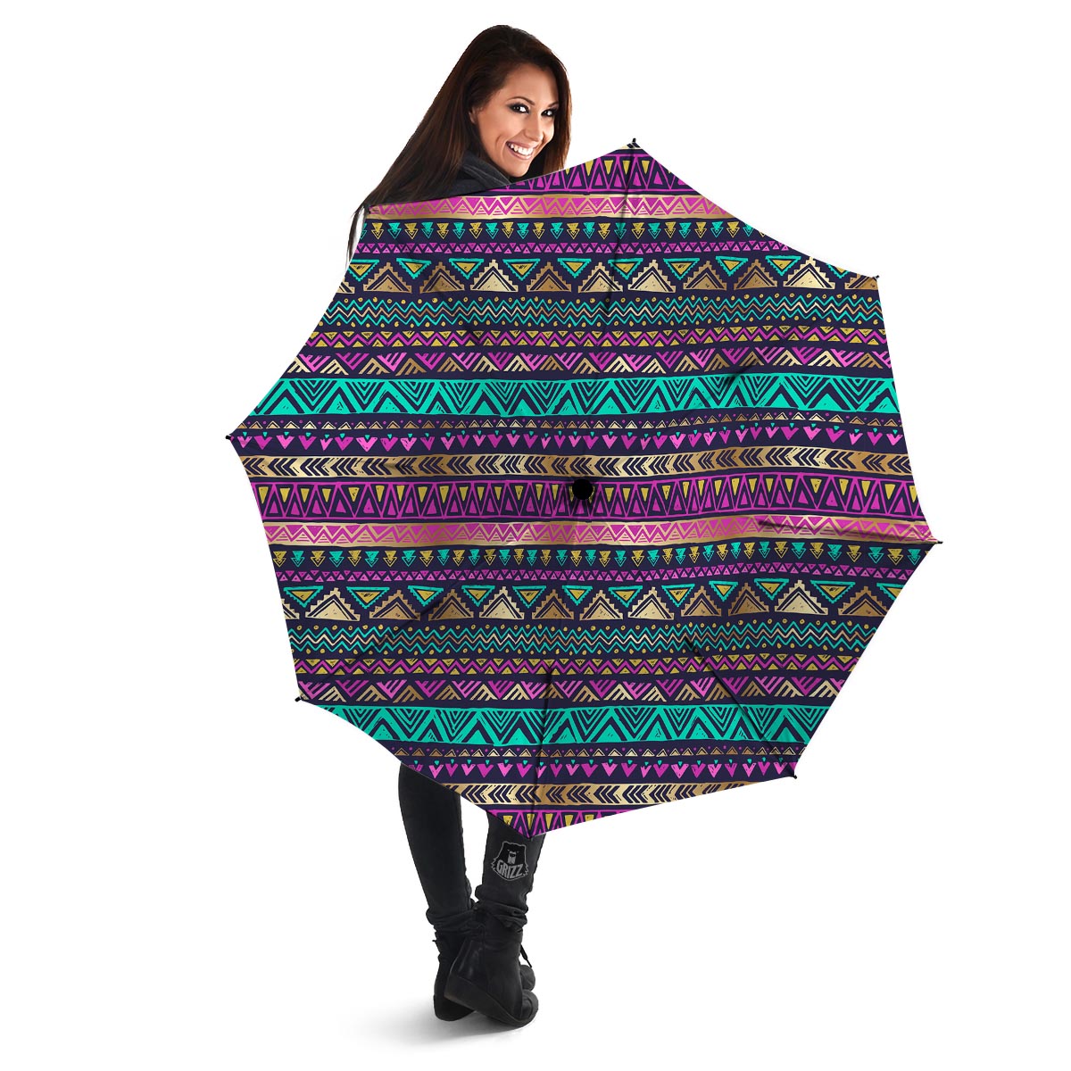 Multicolor Native Aztec Doodle Umbrella-grizzshop