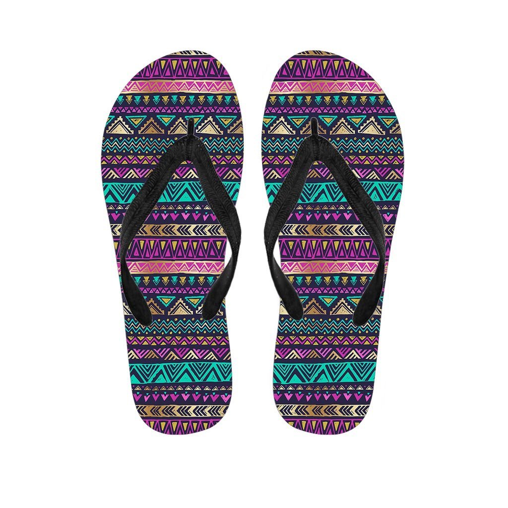 Multicolor Native Aztec Doodle Women's Flip Flops-grizzshop